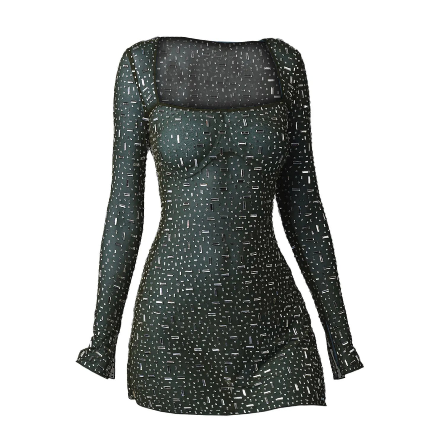 maoxiangshop-Sequine Party Dress Women Sexy Sheath Long Sleeve Diamond Mini Female Evening Dresses 2024 Slim Hip Package Long Lady Club Robe