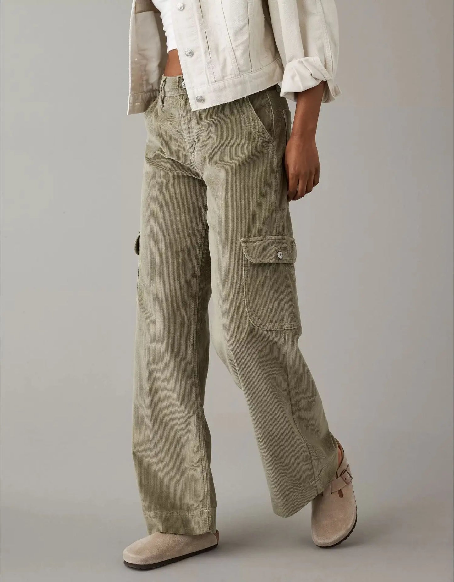 maoxiangshop - Autumn New Loose Straight Leg Pants for Women Solid Corduroy Pants Women's Casual Pants
