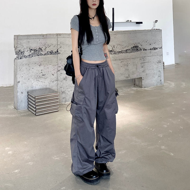 maoxiangshopHarajuku Parachute Pants Y2K Streetwear Wide Leg Baggy Cargo Trousers Female Hippie Korean Edgy Style Jogging Sweatpants