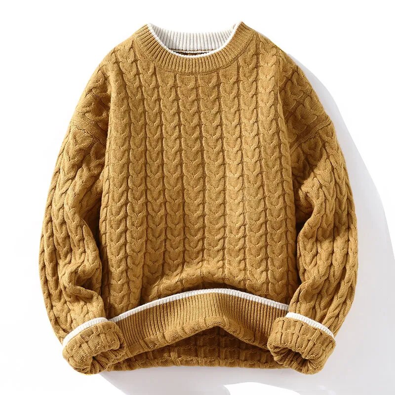 maoxiangshop Winter Thick Warm Sweater Men O Neck Knitted Pullovers Fashion Loose Mens Knitwear Casual Sweaters Couple Knitting Pullover