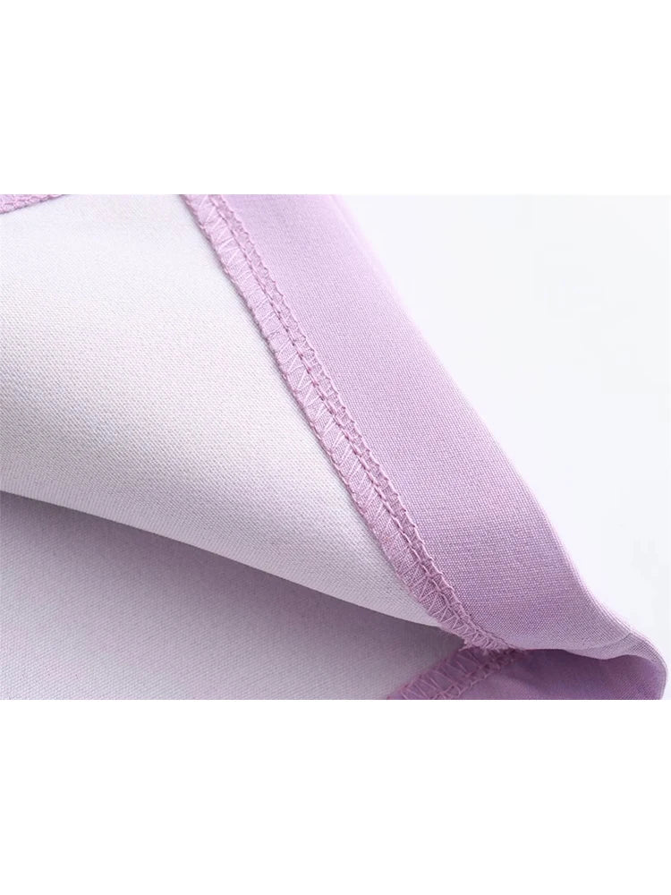 maoxiangshop - Cute Bow Knotted Spring Purple Mini Skirts 2024 Summer High Waist Casual Side Zipper Fly Straight Short Skirt