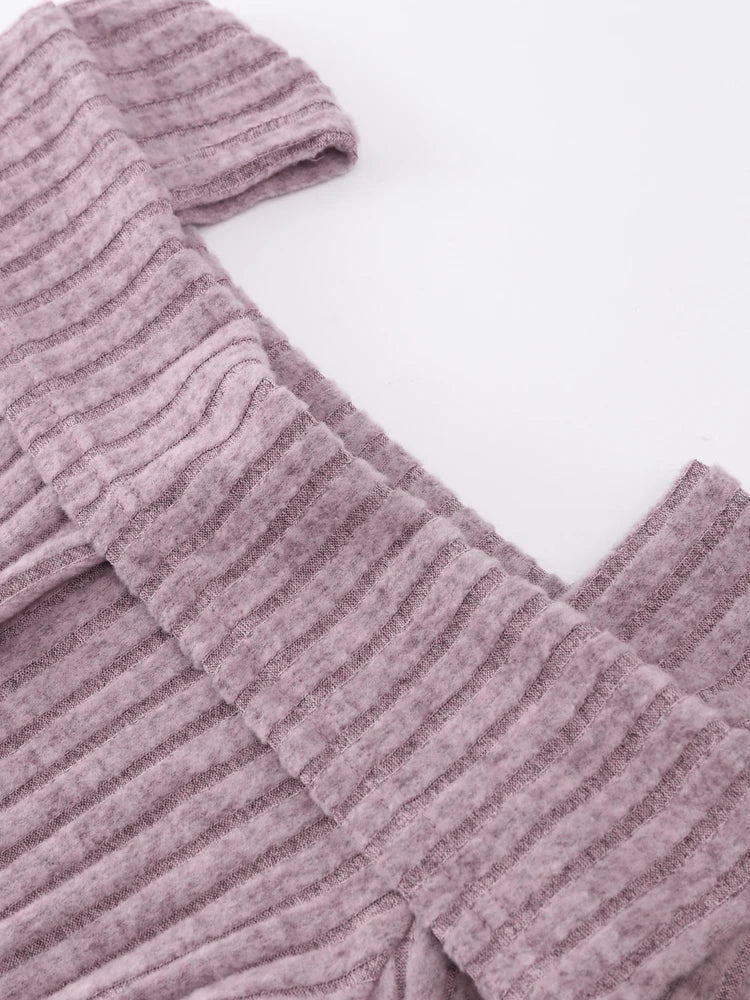 maoxiangshop-Off Shoulder Knit Pullover Women Chic Casual Slim Gentle Tops Female Spring New Square Neck Solid Long Sleeves Knitwears Lady