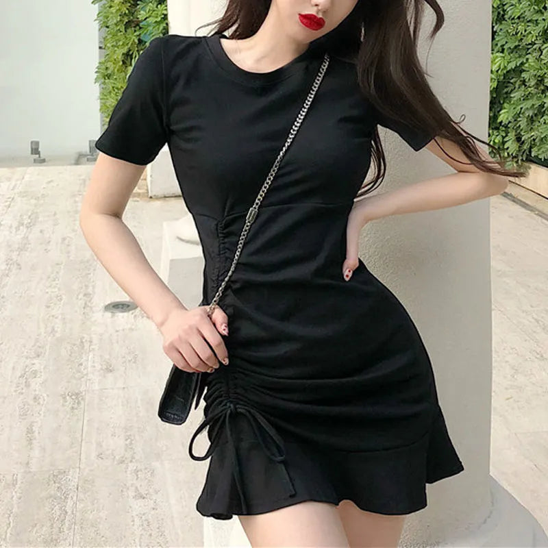 maoxiangshop Clothing Shirt Female Dresses Bandage Women's Dress Ruffle Short Mini Tshirts One-piece Chic and Elegant Pretty Hot Loose X