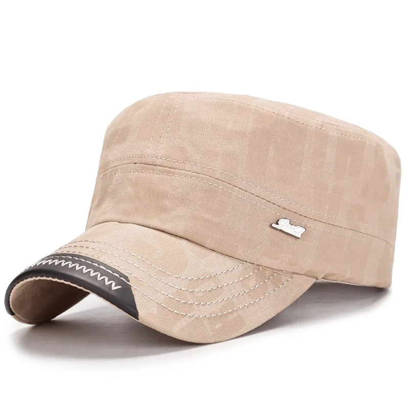 maoxiangshop New Washed Cotton Flat Top Cap Adjustable Outdoor Caps Women Men Retro Hats Man Cap