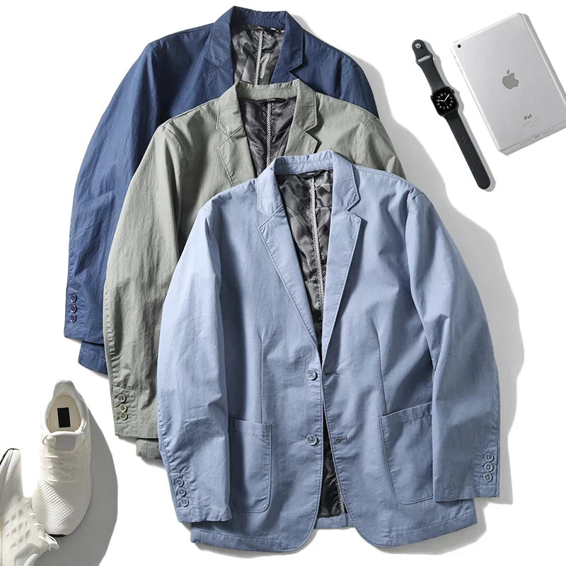 maoxiangshop Suit Jacket Men Clothing Single Breasted Pocket Casual Blazer Spring Summer Fashion Thin Solid Long Sleeve Sunscreen Tops