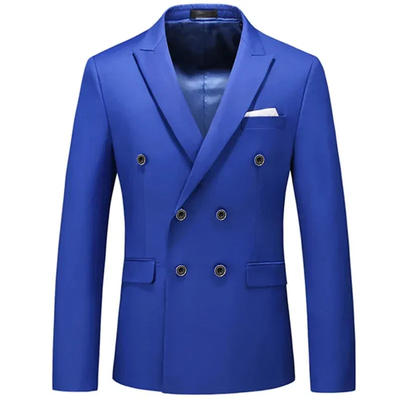maoxiangshop Fashion New Men's Casual Boutique Business Solid Color Double Breasted Suit Jacket Blazers Coat