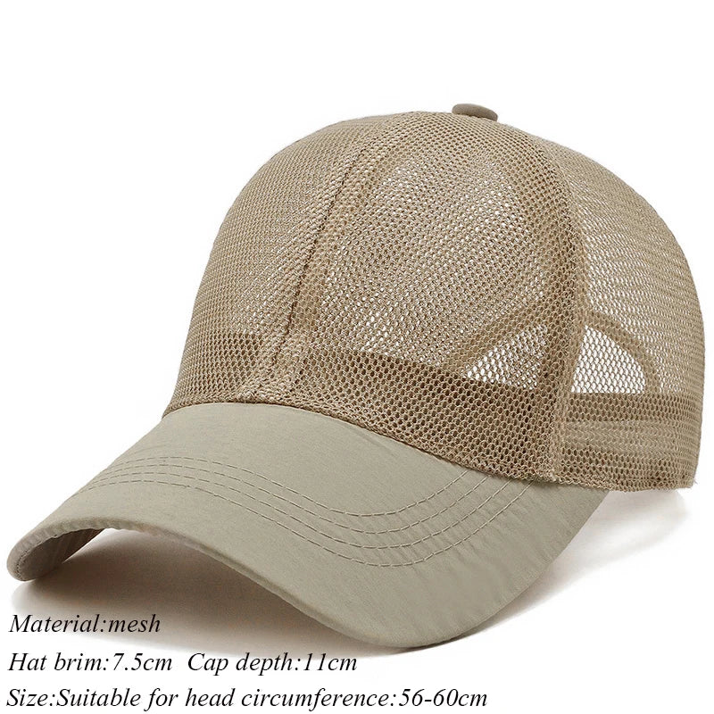 maoxiangshop Summer Full Mesh Baseball Cap Unisex Trucker Cap Trucker Caps Men Fishing Hat Quick Dry Golf Running Hat Adjustable Snapback Hat