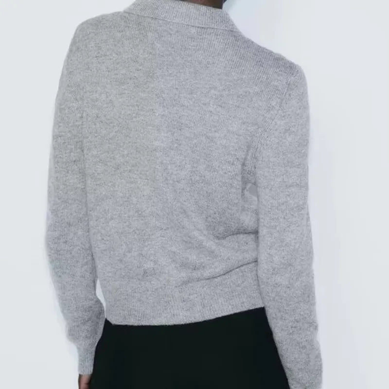 maoxiangshop - Fashion Bow Cropped Knitted Cardigan Women Ribbed Coat Long Sleeve Button Short Sweaters Women 2024 Autumn Knitwears Jacket Top