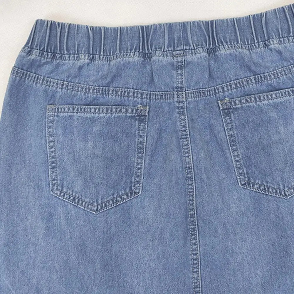 maoxiangshop Oversize Fashion Street Skirt Summer A Line Denim Skirt Women Autumn Sun Skirt Casual Solid High Waist Women's Long Skirt