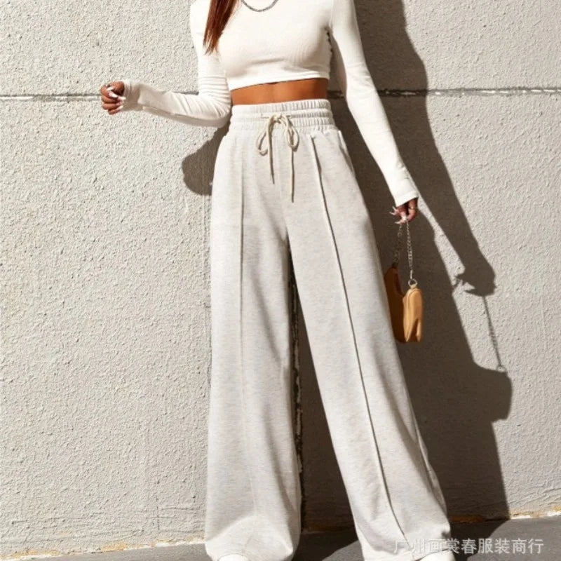 maoxiangshopNew Women's High Waist Sagging Loose Casual Straight Leg Pants Commuting Female Clothing Winter Women Fashion Trousers