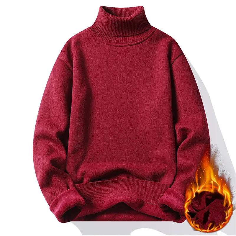 maoxiangshop Autumn Winter Men's Turtleneck Sweater Men's Knitting Pullovers Rollneck Knitted Sweater Warm Men Jumper Slim Fit Casual Sweater