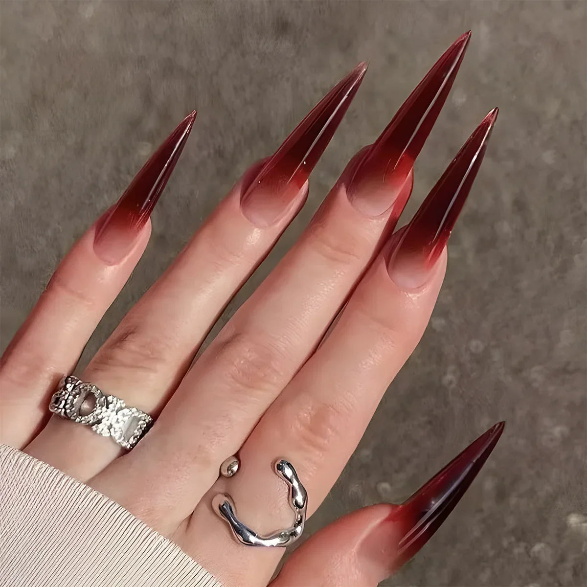 maoxiangshop 24Pcs False Nails With Glue Almond Pink Butterfly Design Detachable Rhinestones Acrylic Fake Nails long stiletto Press On Nails