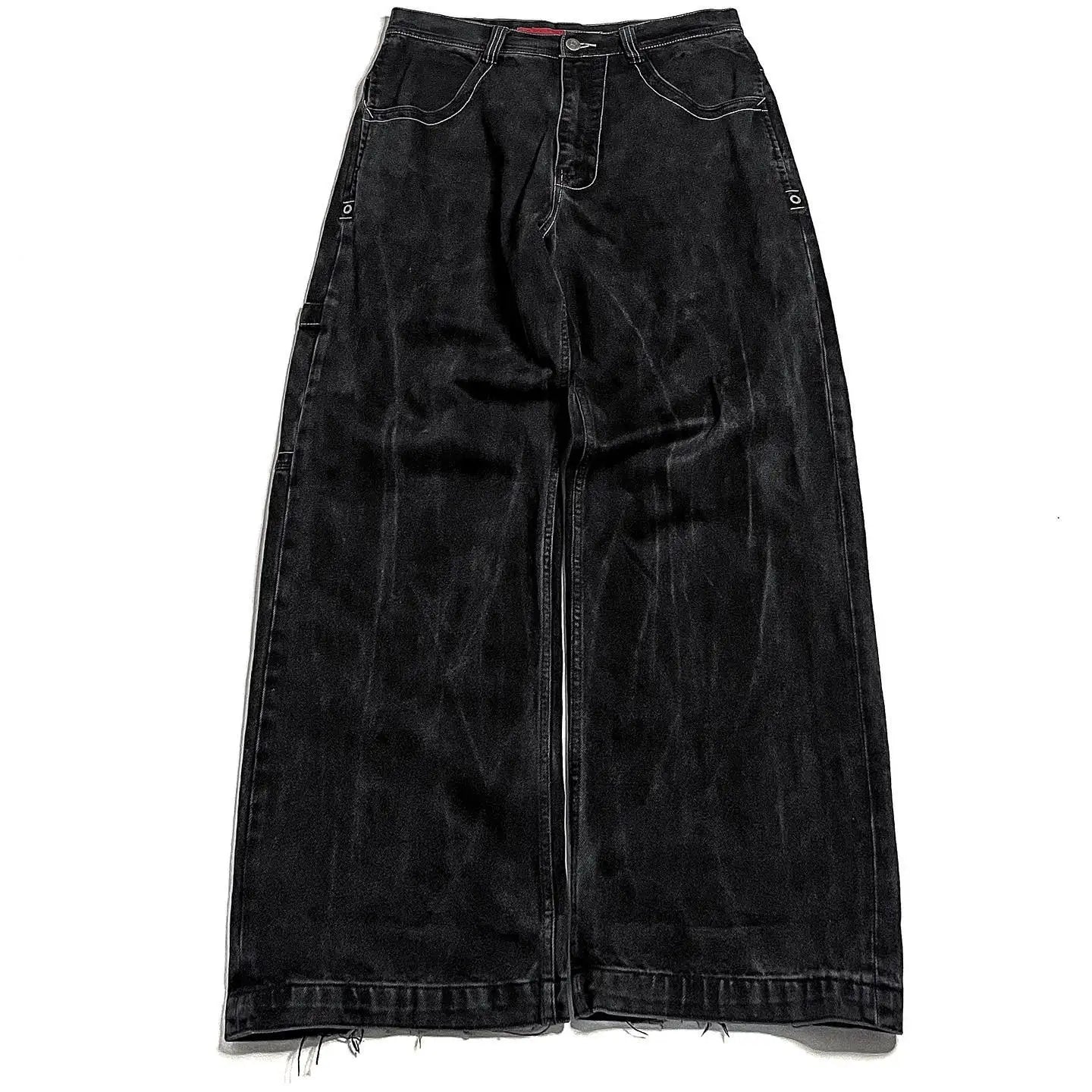 maoxiangshopJeans New Harajuku Hip Hop Retro Skull Graphic Embroidered Baggy Jeans Denim Pants Men Women Goth High Waist Wide Trousers