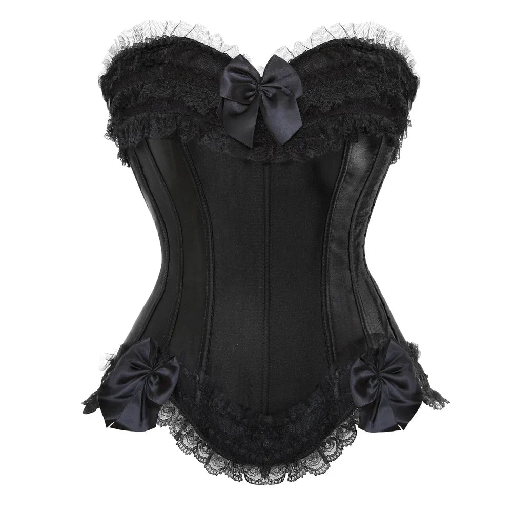 maoxiangshop - Corset Dress Steampunk Lace Trim Bustier with Long Tulle Skirt Carnival Party Night Costumes Plus Size Halloween Outfits Women