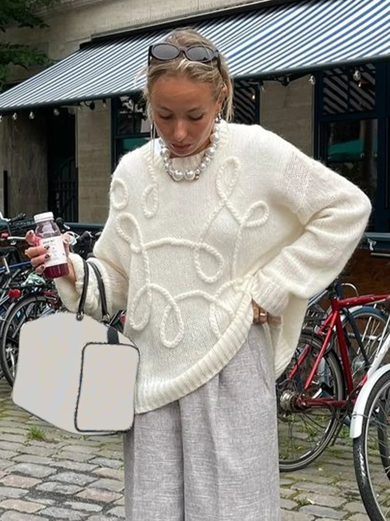 maoxiangshop - Fashion Casual Pullovers For Women Solid Color Round Neck Long Sleeve Knitted Sweater Loose Female 2024 Autunn Winter New