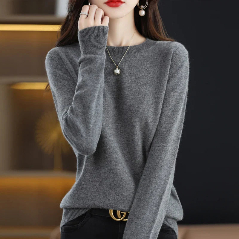 maoxiangshop Cashmere Sweater Women's Knitting Sweater 100% Pure Merino Wool Winter Fashion Basic V-neck Chic Top Autumn Warm Pullover
