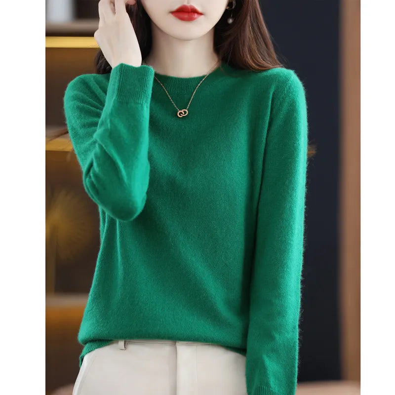 maoxiangshop Cashmere Sweater Women's Knitting Sweater 100% Pure Merino Wool Winter Fashion Basic V-neck Chic Top Autumn Warm Pullover