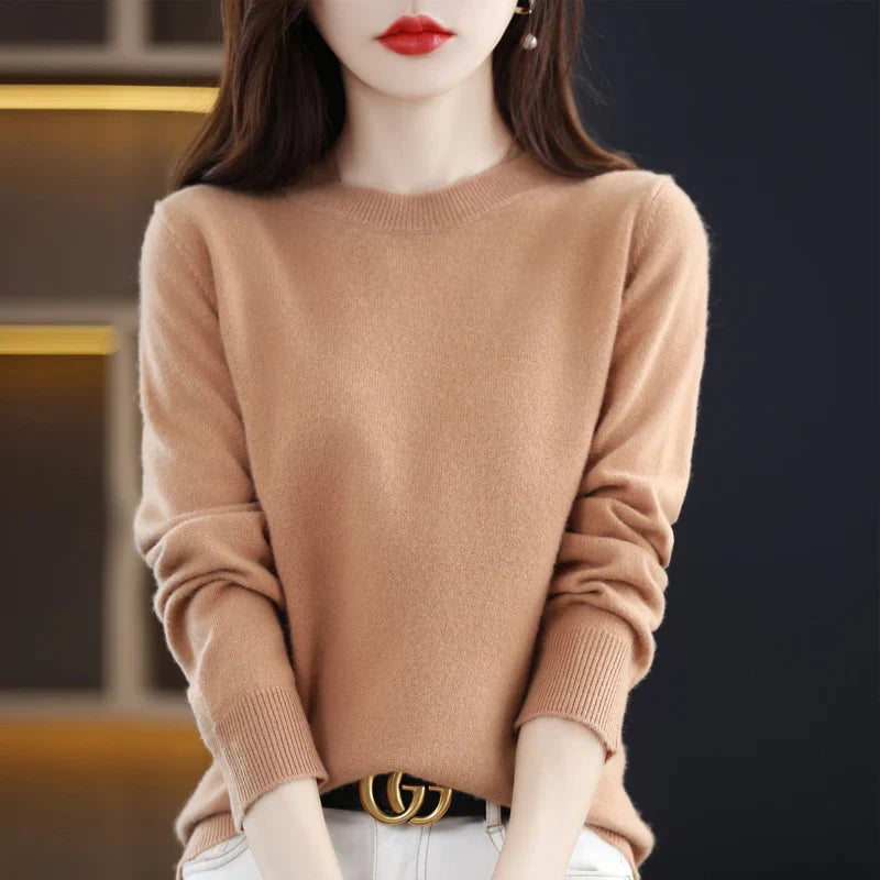 maoxiangshop Cashmere Sweater Women's Knitting Sweater 100% Pure Merino Wool Winter Fashion Basic V-neck Chic Top Autumn Warm Pullover