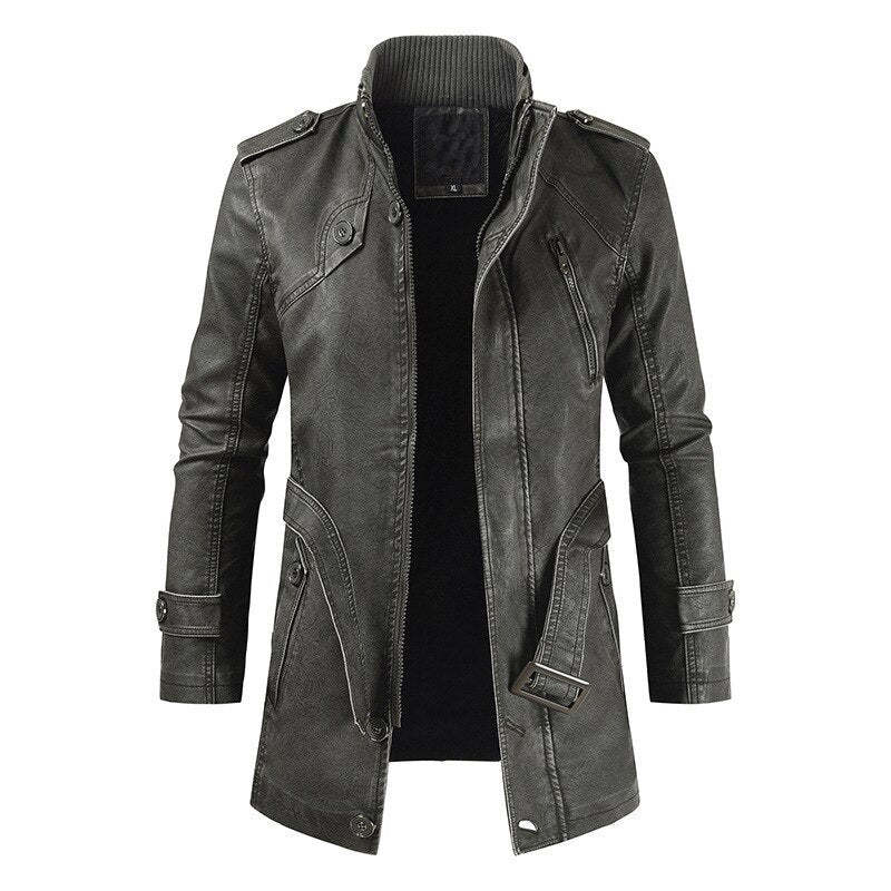 maoxiangshop Faux Leather Jackets Men High Quality Classic Motorcycle Bike Cowboy Jacket Coat Male Plus Velvet Thick Coats L-3XL