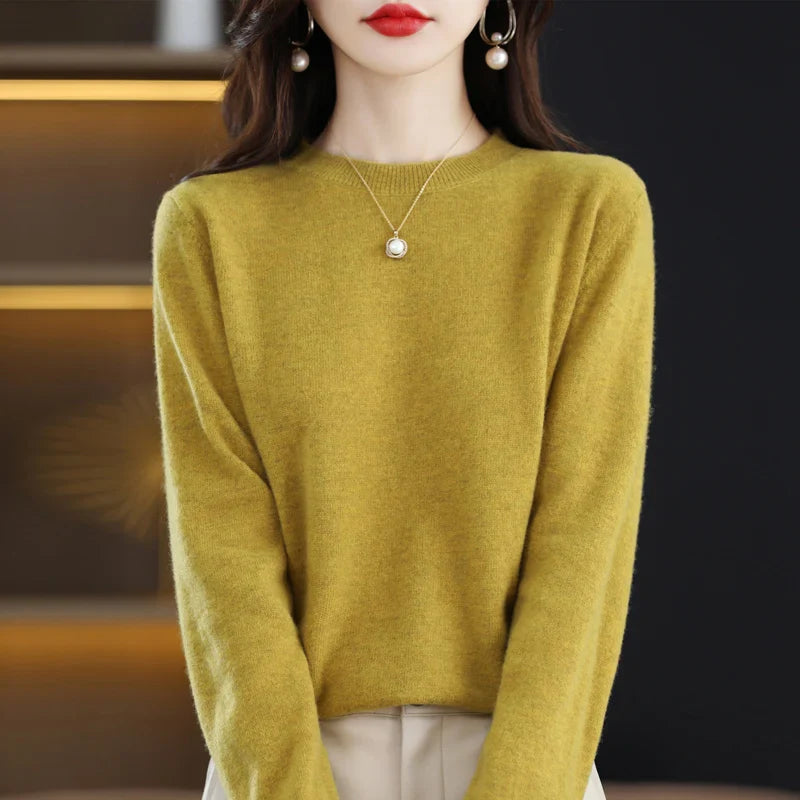 maoxiangshop Cashmere Sweater Women's Knitting Sweater 100% Pure Merino Wool Winter Fashion Basic V-neck Chic Top Autumn Warm Pullover