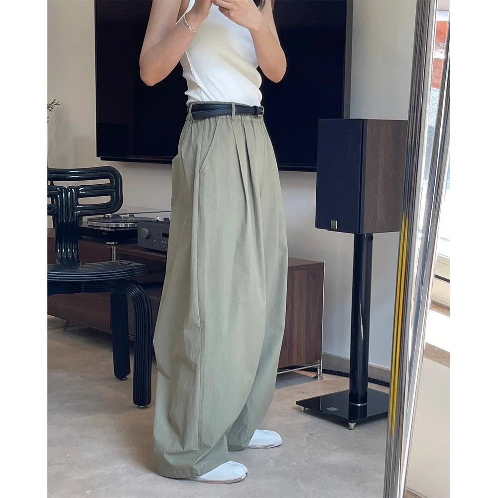 Oversize Slimming Women Pants High Waist Wide-Leg Trousers Simple Casual Loose-Fitting Cotton Baggy Streetwear Trousers 2023