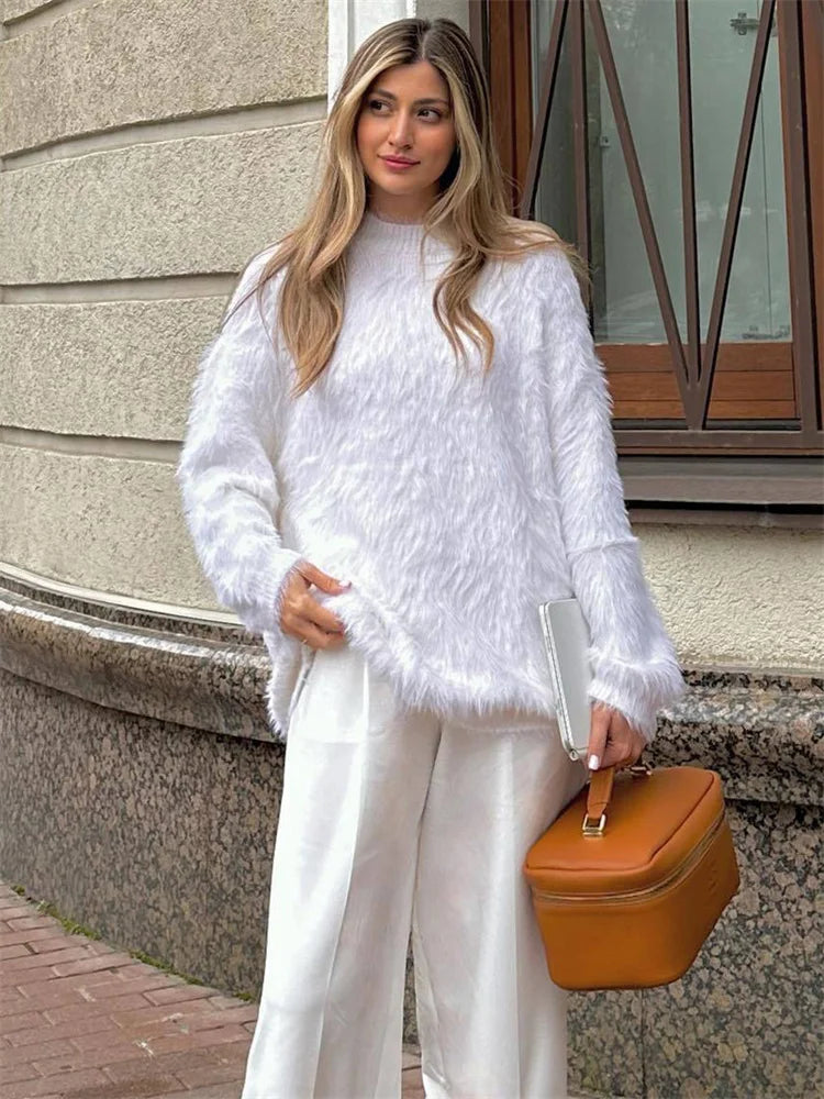 maoxiangshop - Autumn Knit Sweater Pullover Female Loose Fashion Long Sleeve Patchwork Turtleneck Streetwear Women's Knitwear Pullover