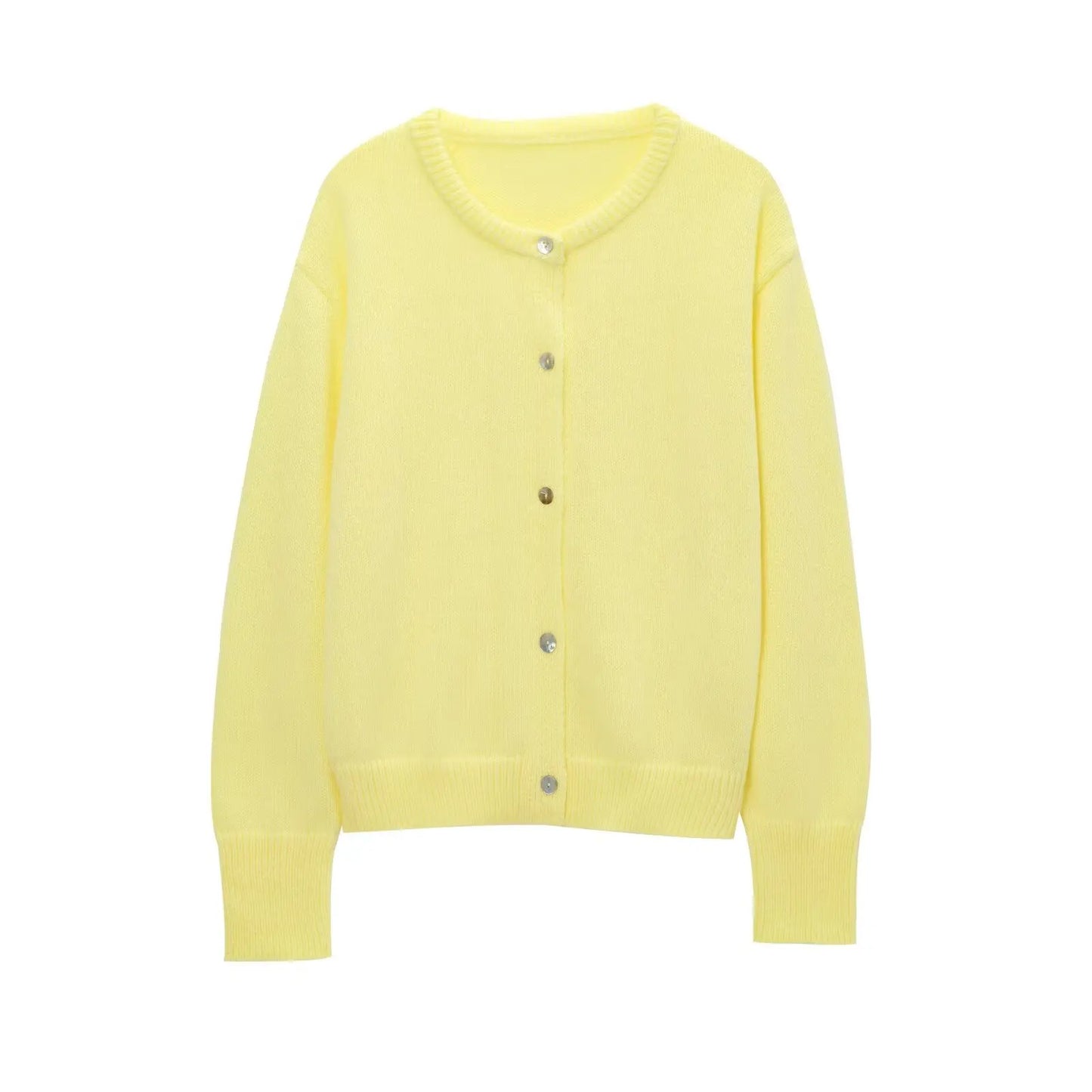 maoxiangshop - Autumn Winter Knitted Cardigan Sweater Coat Women Vintage O-Neck Long Sleeve Single Breasted Warm Knitwear Jumper