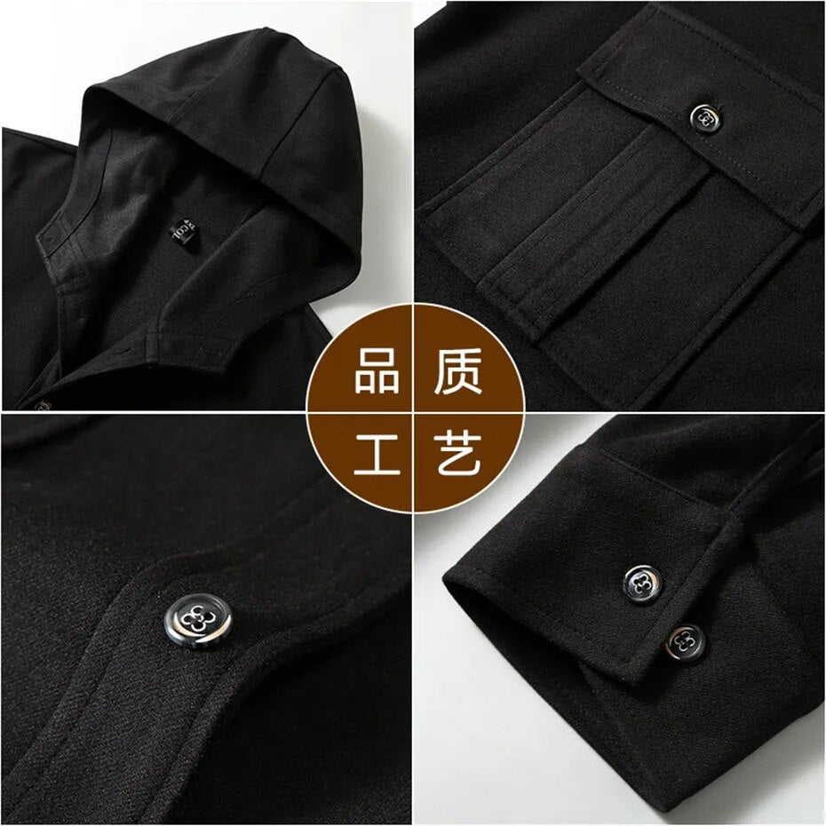 maoxiangshop New Spring Autumn Jacket Men Wool Coat Plus Size 10XL 11XL Windbreak Jackets Male Black Coat Big Size 11XL