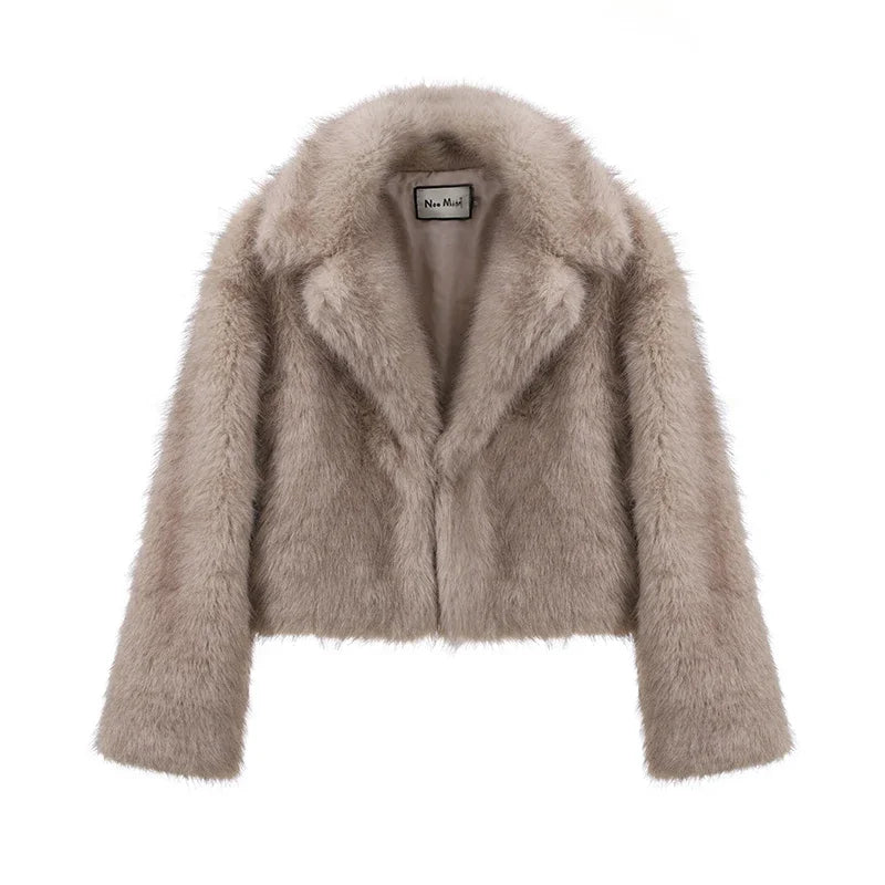 maoxiangshop - Mint Chic Street Girls Gradient Faux Fur Jacket Women Winter 2024 Brand Fashion Fluffy Fox Fur Coat Female Luxury Outerwear