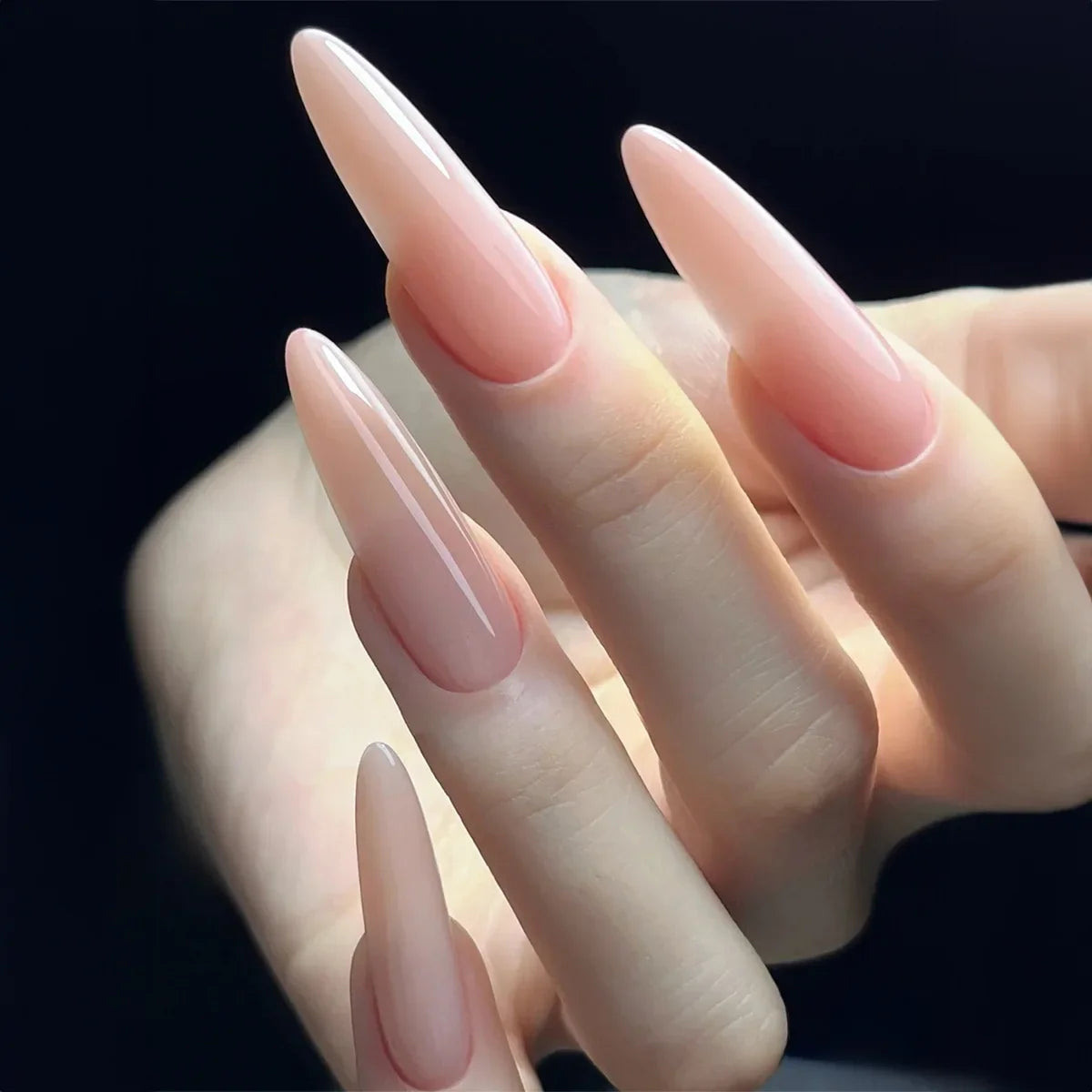 maoxiangshop 24Pcs False Nails With Glue Almond Pink Butterfly Design Detachable Rhinestones Acrylic Fake Nails long stiletto Press On Nails