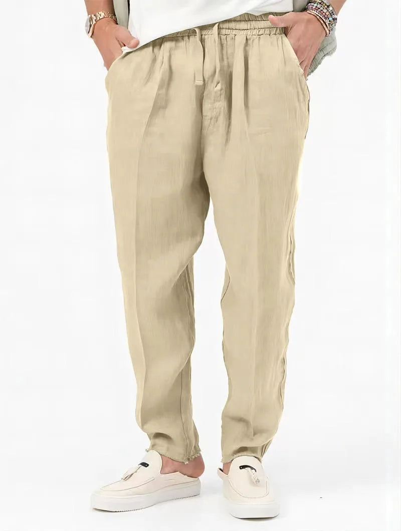 maoxiangshop Men's Cotton Linen Pants Men's Autumn New Fashion Breathable Solid Color Casual Comfort Jogging Fitness Streetwear S-3XL