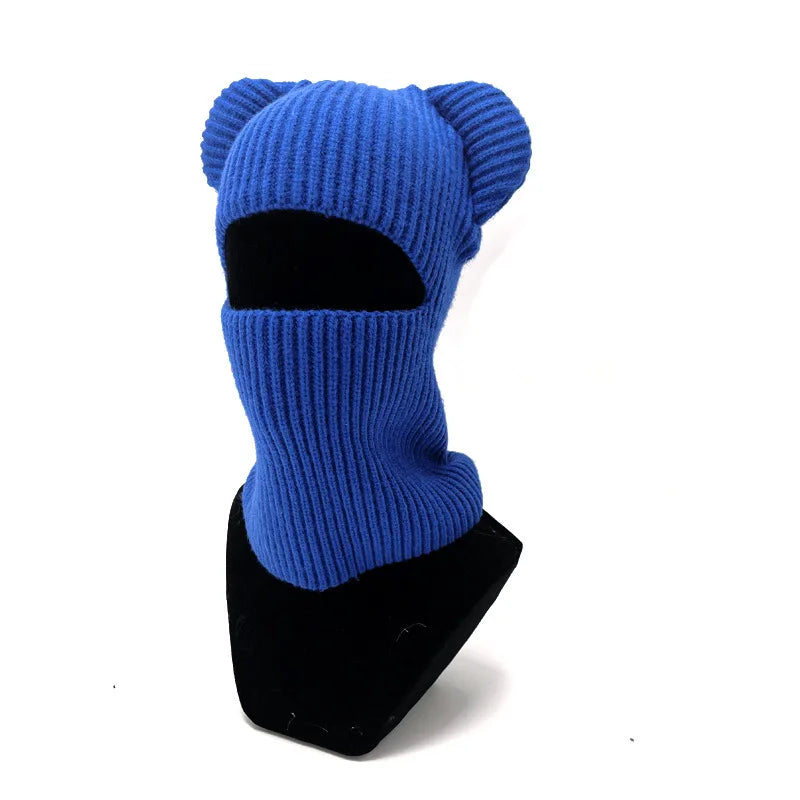 maoxiangshop - Knitted Full Face Cap 1 Holes Balaclava Hat Outdoor Sports Skiing Riding Motorcycle Face Mask Winter Autumn Windproof Warm Masks