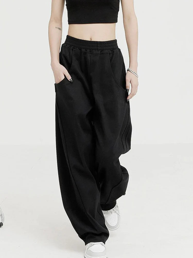 maoxiangshopJmprs Harajuku Women Streetwear Sweatpants High Waist Hip Hop Wide Leg Pants Korean Oversize Loose Bf Retro Trousers Spring New