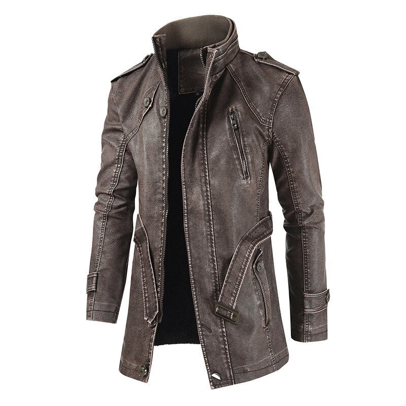 maoxiangshop Faux Leather Jackets Men High Quality Classic Motorcycle Bike Cowboy Jacket Coat Male Plus Velvet Thick Coats L-3XL