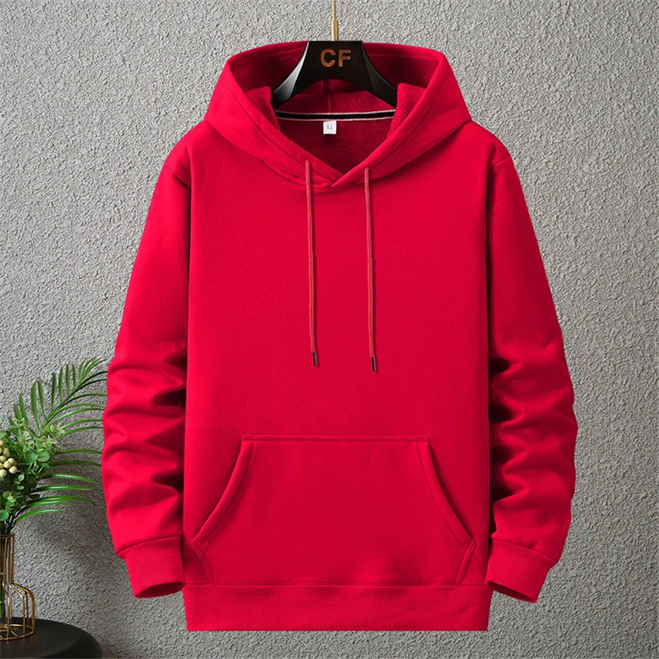 maoxiangshop Solid Color Hoodies Men 12XL 10XL Plus Size Hoodies Autumn Winter Thick Fleece Hoodie Male Big Size 12XL Hooded Pullover Black