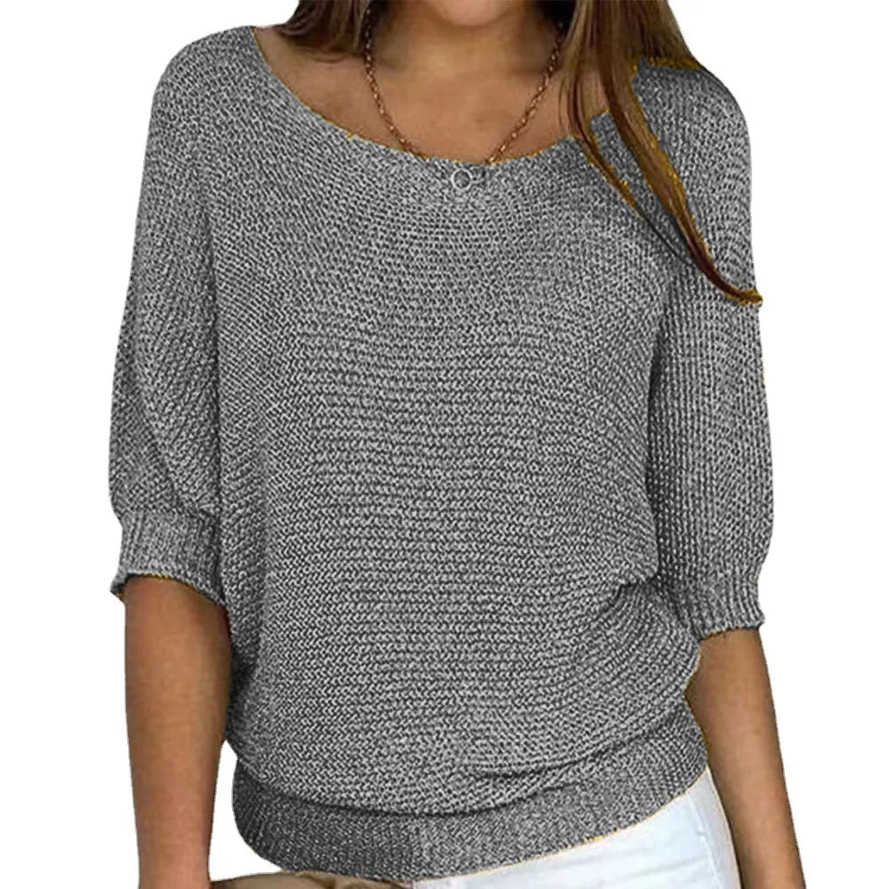 maoxiangshop Jumpers Women Purple Fall Winter Spring Sweaters Three Quarter Sleeve Sweater Jumpers Elegant Streetwear Y2k Tops Short Jumper