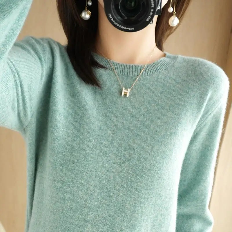 maoxiangshop Women Sweater Spring Autumn Long Sleeve O-neck Pullovers Warm Bottoming Shirts Korean Fashion Sweater Knitwear Soft Jumpers