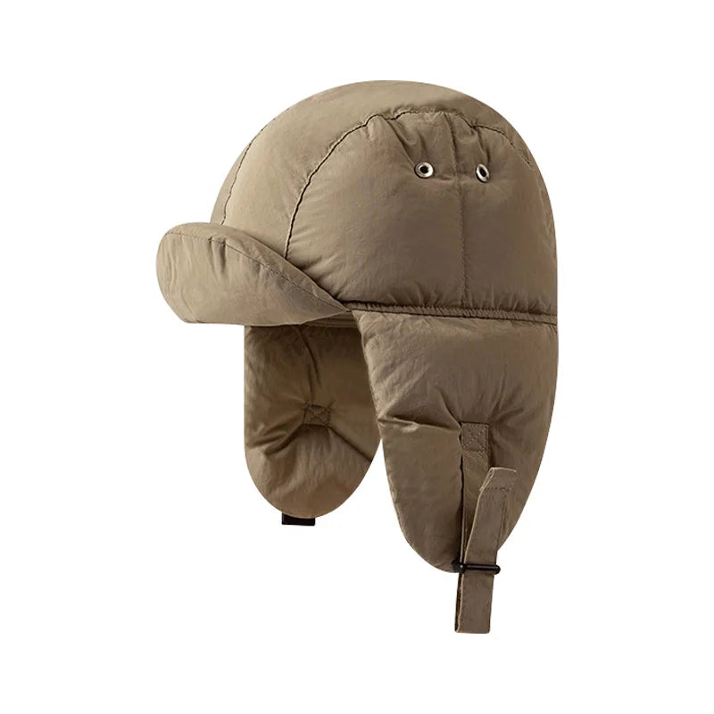 maoxiangshop - Down Cotton Bomber Hats for Women Winter Windproof Ear Protection Cap Warm Thick Motorcycle Lining Korean Solid Cycling Ski Hat