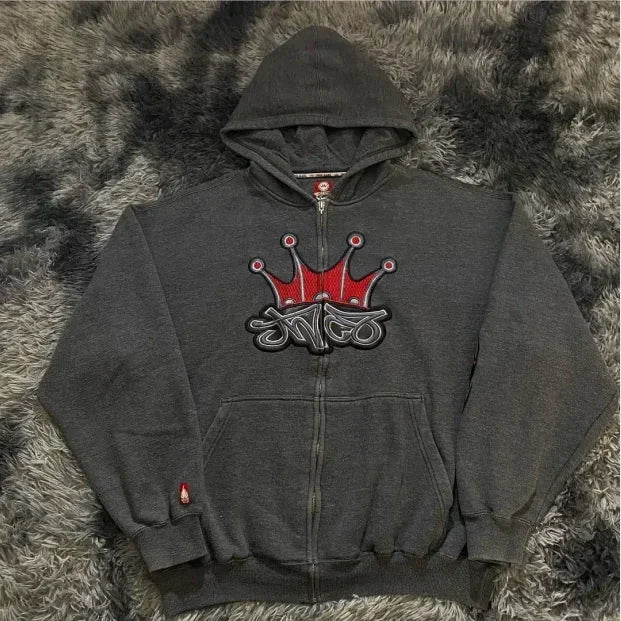 maoxiangshop maoxiangshopY2K Hoodie Hip Hop Gothic Eye Patchwork Loose Pullover for Men and Women New Fashion Retro Harajuku Street Clothing Casual Top