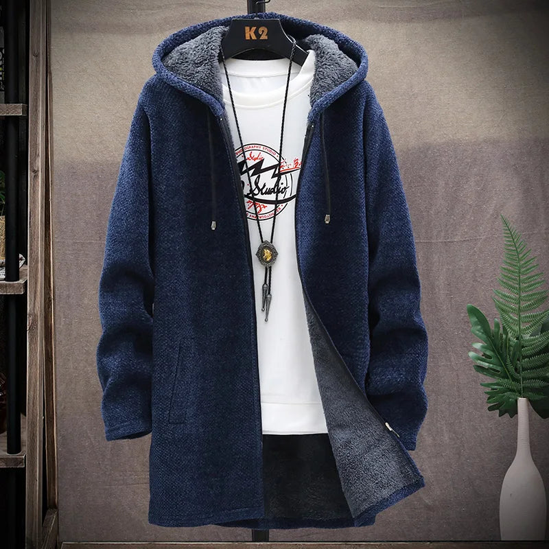 maoxiangshop Autumn and Winter New Classic Fashion Medium Length Coat Men's Casual Loose Thickened Warm High-Quality Large Size Sweater