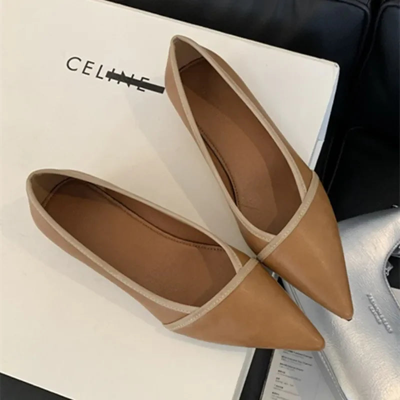 maoxiangshop - 2024 Autumn Elegant Pointed Toe Women Pumps Comfort Soft Leather Wedge Inner Height Women Shoes Office Fashion Flats Loafers