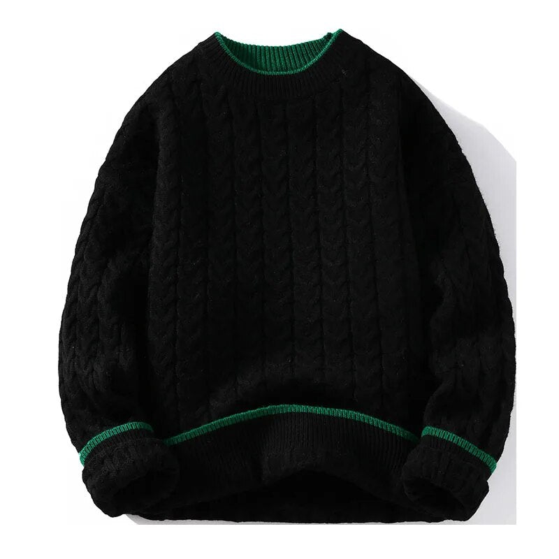 maoxiangshop Winter Thick Warm Sweater Men O Neck Knitted Pullovers Fashion Loose Mens Knitwear Casual Sweaters Couple Knitting Pullover