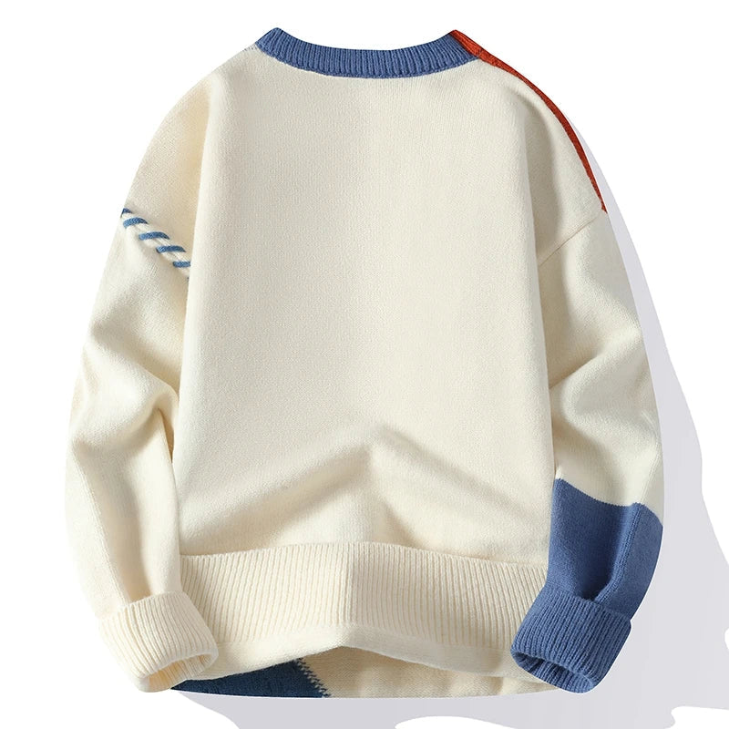 maoxiangshop Autumn Winter Warm Mens Sweaters Fashion Turtleneck Patchwork Pullovers New Korean Streetwear Pullover Casual Men Clothing