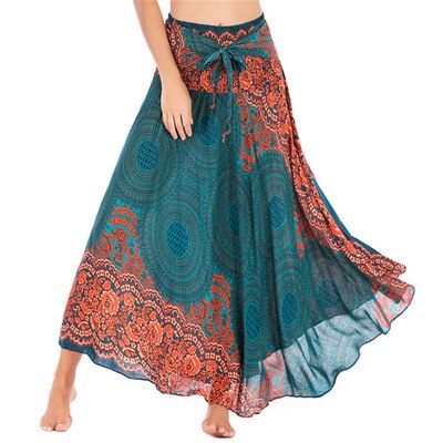 maoxiangshop Fashion Skirts Women Clothes Roupas Saia Bottom Women Skirt New Sexy Woman Long Jupe Bohemian Boho Flowers Elastic Waist Faldas