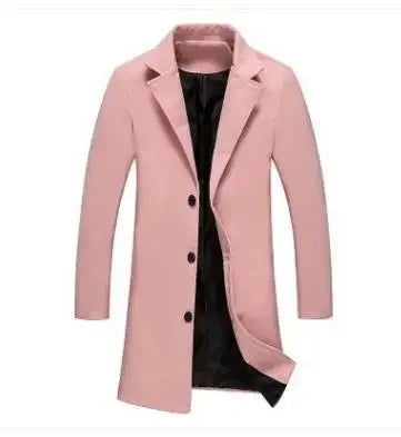 maoxiangshop WINTER OUTFITS MEN Autumn Winter Fashion Men's Woolen Coats Solid Color Single Breasted Lapel Long Coat Jacket Casual Overcoat Plus Size 9 Colors