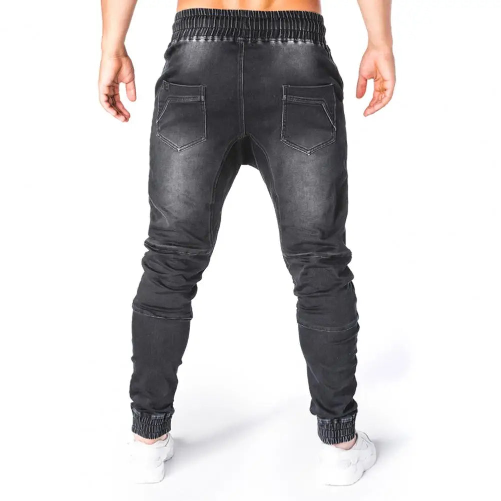 maoxiangshop Men's Outdoor Summer Riding Jeans Motorpoof Jeans Skinny Jeans Fashion Pockets Denim Pencil Pants Ankle Tied Denim Trousers