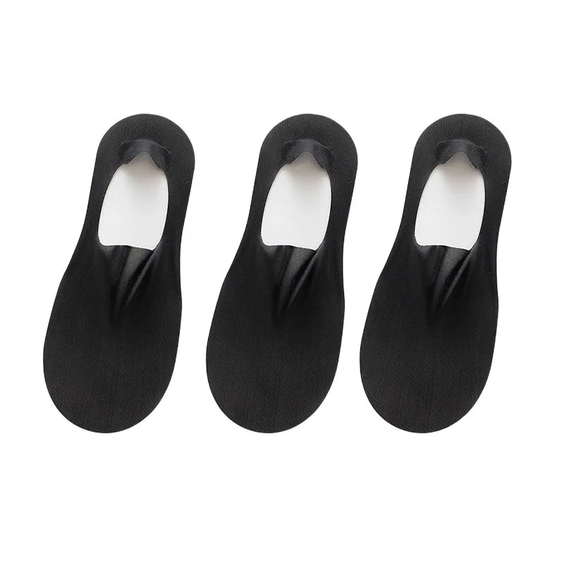 maoxiangshop 3 Pairs Men's Boat Socks Summer Ultra-thin Breathable Solid Color Sock Slippers Comfortable Soft Ice Silk Low Cut Men Sokken