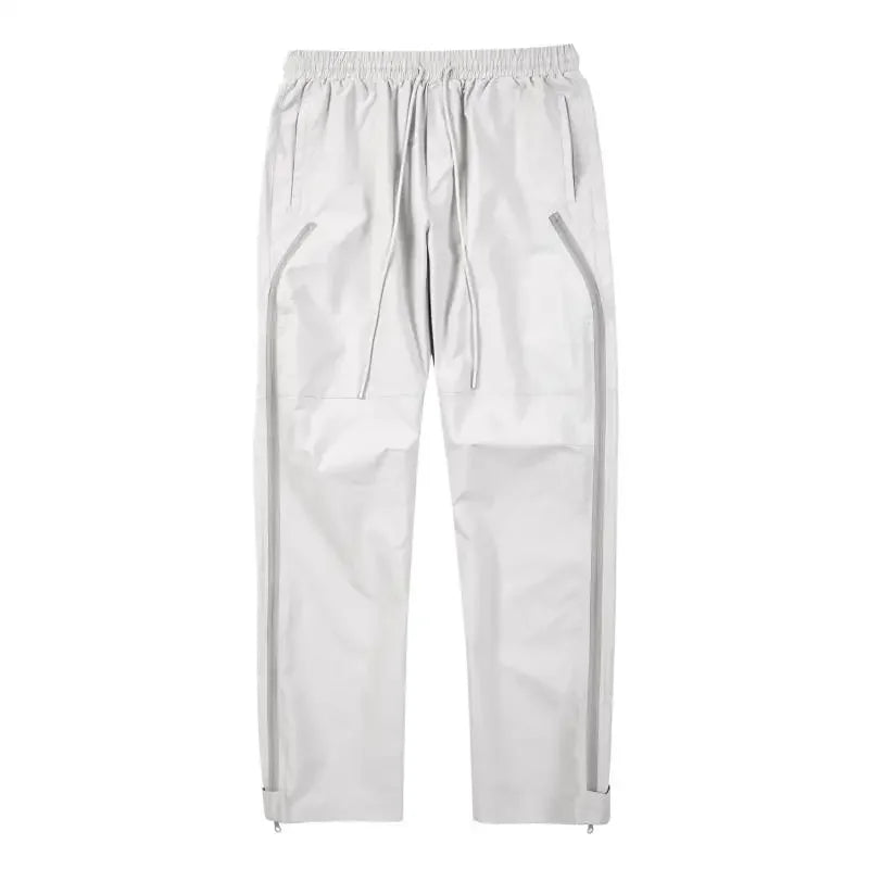 maoxiangshop High Street Vibe Functional Tapered Pants Glue Pressed Side Zipper Nylon Trousers Baggy Casual Thin Tactical Pants for Men