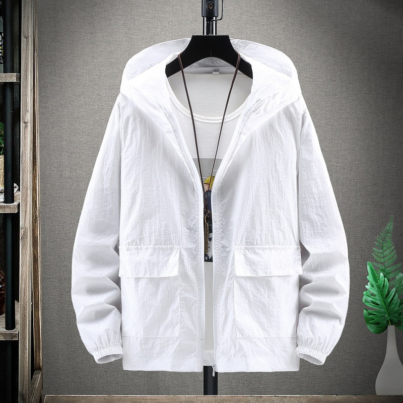 maoxiangshop Summer Hooded Light Jacket Men Sun Protection Clothing Fishing Hunting Clothes Quick Male Dry Skin Windbreaker 4XL