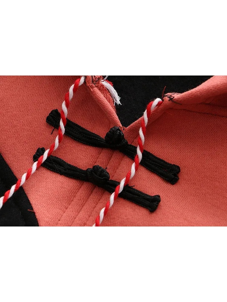 maoxiangshop Women Hoodies Fleece Thick Cute Fox Embroidery Winter Autumn Pullovers Jumpers Japanese Hooded